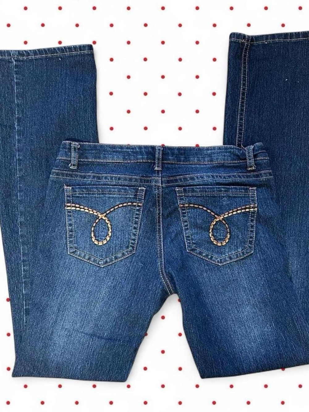 Women's Dark Blue Boot-Cut Jeans with Decorative Back Stitching